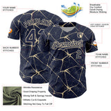 Custom Navy Cream 3D Pattern Design Abstract Network Authentic Baseball Jersey