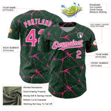 Custom Green Pink-White 3D Pattern Design Abstract Network Authentic Baseball Jersey