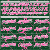 Custom Green Pink-White 3D Pattern Design Abstract Network Authentic Baseball Jersey