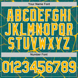 Custom Teal Gold-White 3D Pattern Design Abstract Network Authentic Baseball Jersey