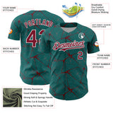 Custom Teal Crimson-White 3D Pattern Design Abstract Network Authentic Baseball Jersey