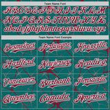 Custom Teal Crimson-White 3D Pattern Design Abstract Network Authentic Baseball Jersey