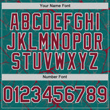 Custom Teal Crimson-White 3D Pattern Design Abstract Network Authentic Baseball Jersey