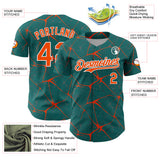 Custom Teal Orange-White 3D Pattern Design Abstract Network Authentic Baseball Jersey