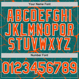 Custom Teal Orange-White 3D Pattern Design Abstract Network Authentic Baseball Jersey