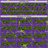Custom Purple Black-Neon Green 3D Pattern Design Abstract Network Authentic Baseball Jersey