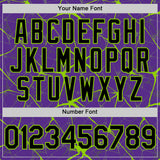 Custom Purple Black-Neon Green 3D Pattern Design Abstract Network Authentic Baseball Jersey