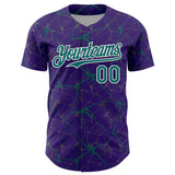 Custom Purple Teal-White 3D Pattern Design Abstract Network Authentic Baseball Jersey