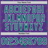 Custom Purple Teal-White 3D Pattern Design Abstract Network Authentic Baseball Jersey