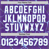 Custom Purple White-Light Blue 3D Pattern Design Abstract Network Authentic Baseball Jersey