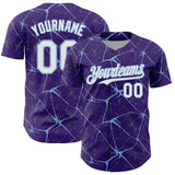 Custom Purple White-Light Blue 3D Pattern Design Abstract Network Authentic Baseball Jersey