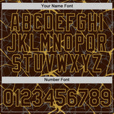 Custom Brown Old Gold 3D Pattern Design Abstract Network Authentic Baseball Jersey