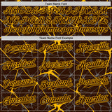 Custom Brown Gold 3D Pattern Design Abstract Network Authentic Baseball Jersey