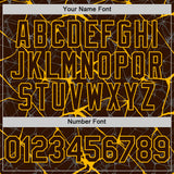 Custom Brown Gold 3D Pattern Design Abstract Network Authentic Baseball Jersey