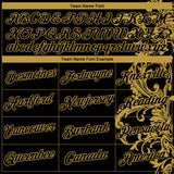 Custom Black-Old Gold 3D Pattern Baroque Rococo Floral Scrollwork Performance T-Shirt