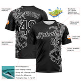 Custom Black Gray-White 3D Pattern Baroque Rococo Floral Scrollwork Performance T-Shirt