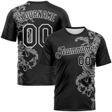 Custom Black Gray-White 3D Pattern Baroque Rococo Floral Scrollwork Performance T-Shirt