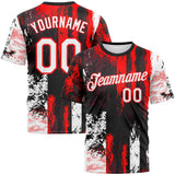 Custom Black White-Fire Red 3D Pattern Concept Grunge Fantasy Performance T-Shirt