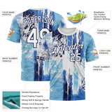 Custom Navy White Sky Blue-Light Blue 3D Pattern Concept Grunge Fantasy Performance T-Shirt