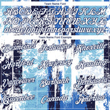 Custom Navy White Sky Blue-Light Blue 3D Pattern Concept Grunge Fantasy Performance T-Shirt