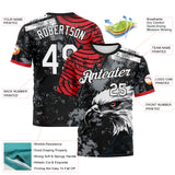 Custom Red White-Black 3D Pattern Aguila Eagle Grunge Style Performance T-Shirt