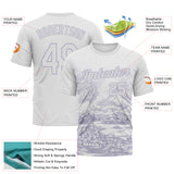 Custom White-Light Purple 3D Pattern Vintage Line Art Cityscape Performance T-Shirt