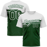 Custom White-Green 3D Pattern Varsity Style Retro Stripe Performance T-Shirt