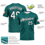 Custom Teal White Midnight Green-Black 3D Pattern Retro Geometric Performance T-Shirt
