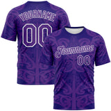 Custom Dark Purple Purple-White 3D Pattern Maori Tribal Tattoo Performance T-Shirt