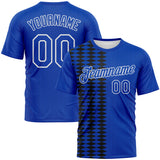 Custom Thunder Blue Black Royal-White 3D Pattern Classic Argyle Diamond Performance T-Shirt