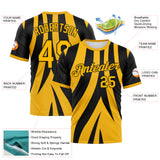 Custom Black-Gold 3D Pattern Jagged Stripe Abstract Geometric Performance T-Shirt