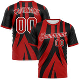 Custom Black Red-White 3D Pattern Jagged Stripe Abstract Geometric Performance T-Shirt