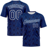 Custom US Navy Blue Navy-White 3D Pattern Geometric Diamond Performance T-Shirt