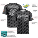 Custom Steel Gray Black-White 3D Pattern Geometric Diamond Performance T-Shirt