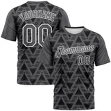 Custom Steel Gray Black-White 3D Pattern Geometric Diamond Performance T-Shirt