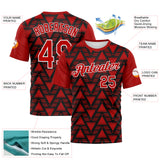 Custom Black Red-White 3D Pattern Geometric Diamond Performance T-Shirt
