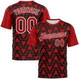 Custom Black Red-White 3D Pattern Geometric Diamond Performance T-Shirt