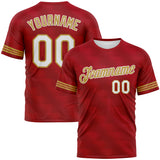Custom Red White-Old Gold 3D Pattern Phantom Subtle Grid Performance T-Shirt