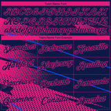 Custom Navy-Hot Pink 3D Pattern Diagonal Stripe Halftone Performance T-Shirt