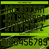 Custom Black Neon Green-White 3D Pattern Diagonal Stripe Halftone Performance T-Shirt