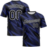Custom Black Purple-White 3D Pattern Jagged Stripe Lightning Bolt Performance T-Shirt