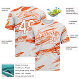 Custom White-Orange 3D Pattern Lava Splash Ink Wash Performance T-Shirt