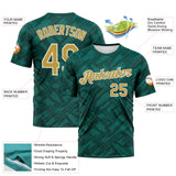 Custom Midnight Green Old Gold Teal-White 3D Pattern Tribal Ethnic Design Performance T-Shirt