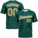 Custom Midnight Green Old Gold Teal-White 3D Pattern Tribal Ethnic Design Performance T-Shirt