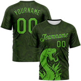 Custom Green Aurora Green-Black 3D Pattern Tribal Snake Performance T-Shirt