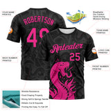 Custom Black-Hot Pink 3D Pattern Tribal Snake Performance T-Shirt