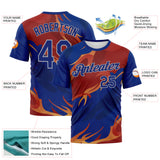 Custom Royal Texas Orange-Gray 3D Pattern Flame Abstract Style Performance T-Shirt