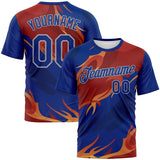 Custom Royal Texas Orange-Gray 3D Pattern Flame Abstract Style Performance T-Shirt