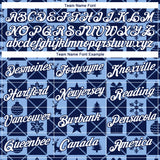 Custom Navy White-Light Blue 3D Pattern Christmas Buffalo Check Performance T-Shirt