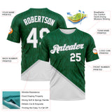 Custom Kelly Green White-Gray 3D Pattern Subtle Diagonal Split Performance T-Shirt